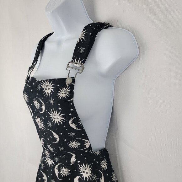HOT TOPIC Junior Sz SMALL Black White Sun & Moon Skirtall Skirt Overall Witchy - Picture 4 of 13